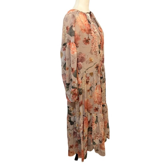 H&M Floral Maxi Dress Oversized XS Tiered Flowy Boho Vacation Women's - Picture 5 of 9